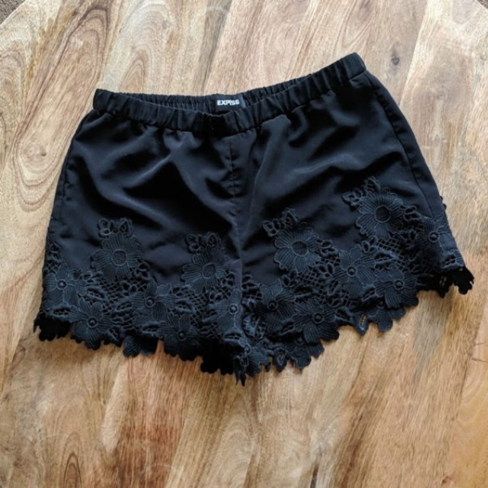Express Black Lace Shorts XS